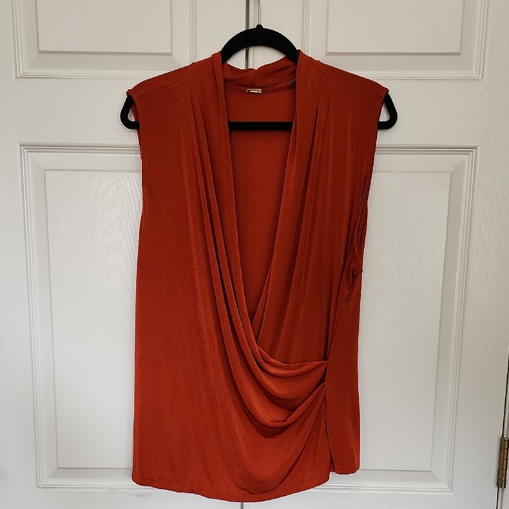 Tahari Elegant Burnt Orange Drape Top Sz. XXL
